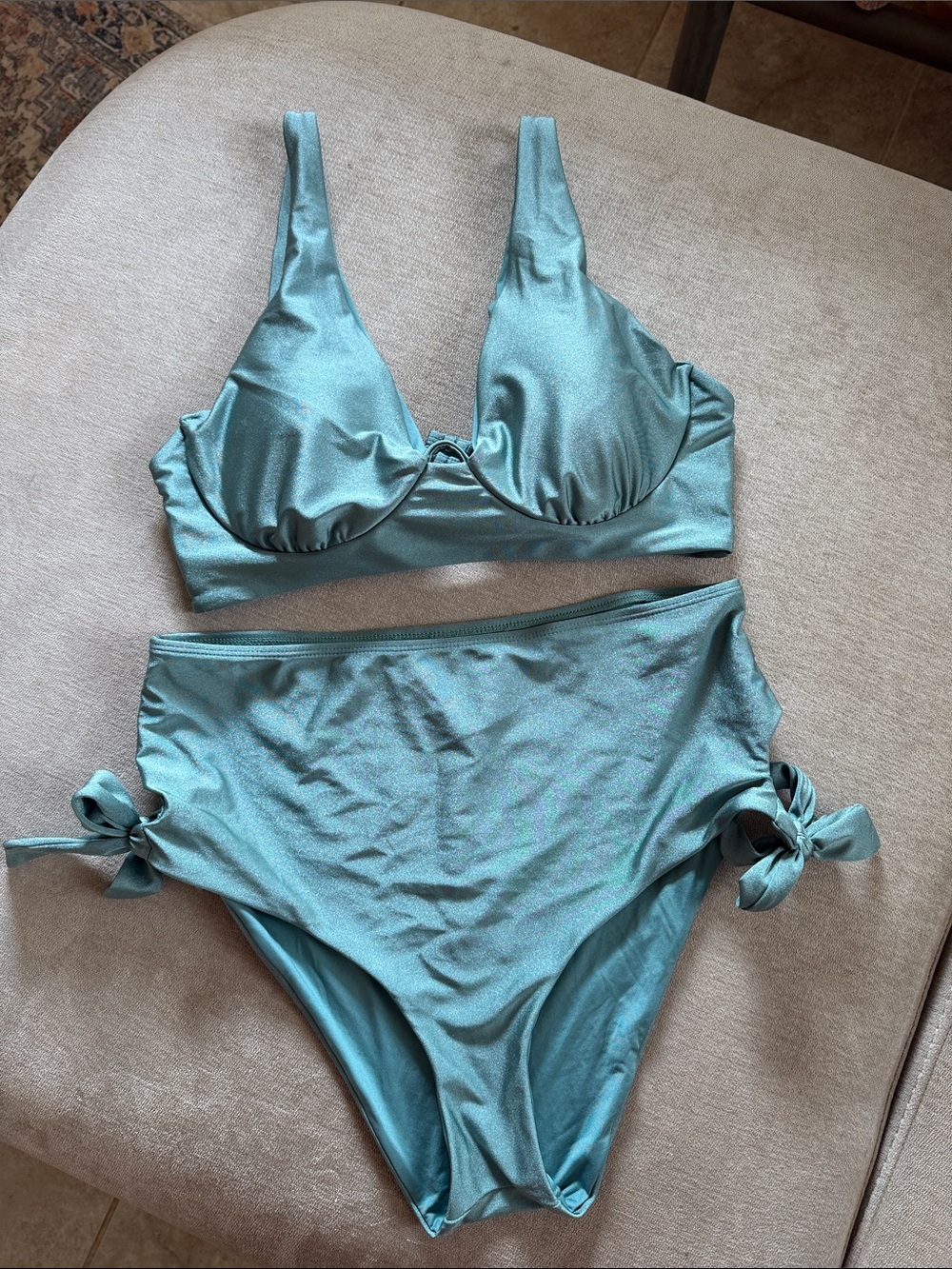 Chelsea & Violet Sea Green Underwire High-Waist Bikini